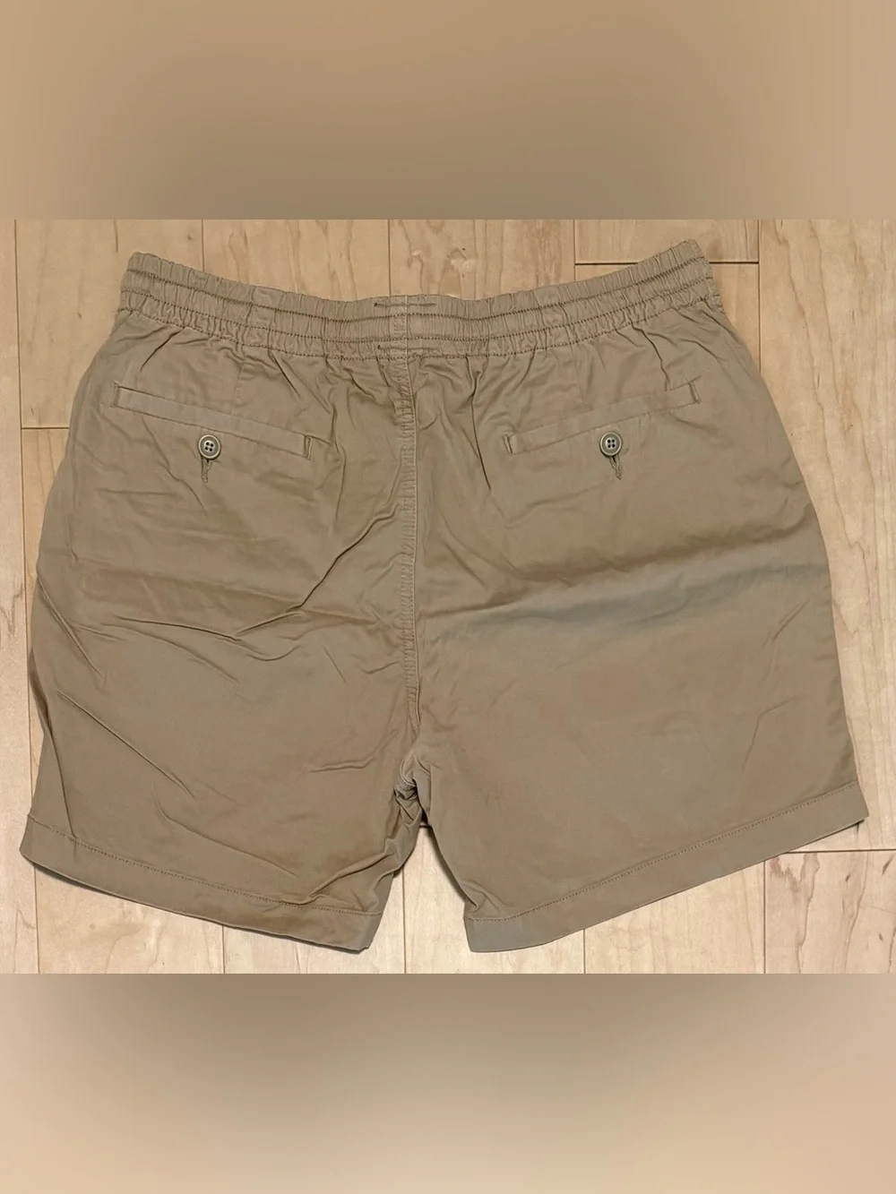 J. Crew Dock Chino Shorts Elastic Waist Drawstring Beige Tan Khaki Men’s Medium